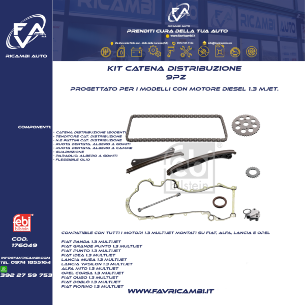 KIT CATENA DITRIBUZIONE 1.3MJET 176049 FEBI