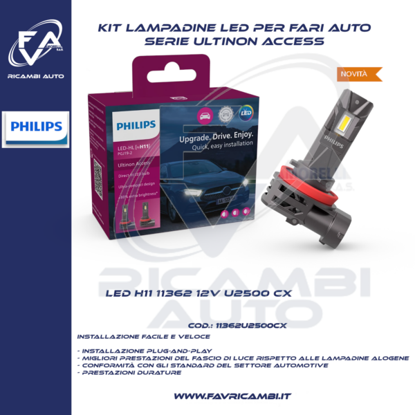 KIT LAMPADE LED SERIE ULTION H11 12V LED PHILIPS 11362U2500CX